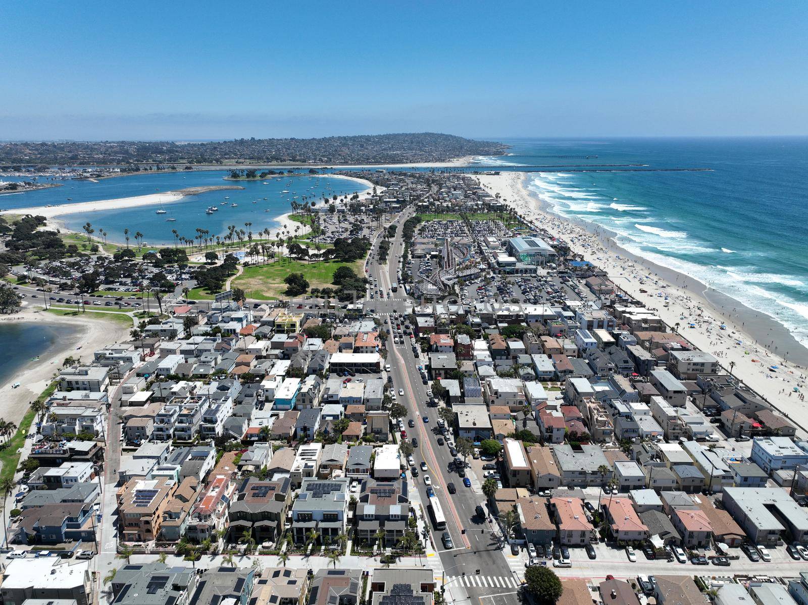 Aerial view of Mission Bay and beach in San Diego during summer, California. USA. by Bonandbon