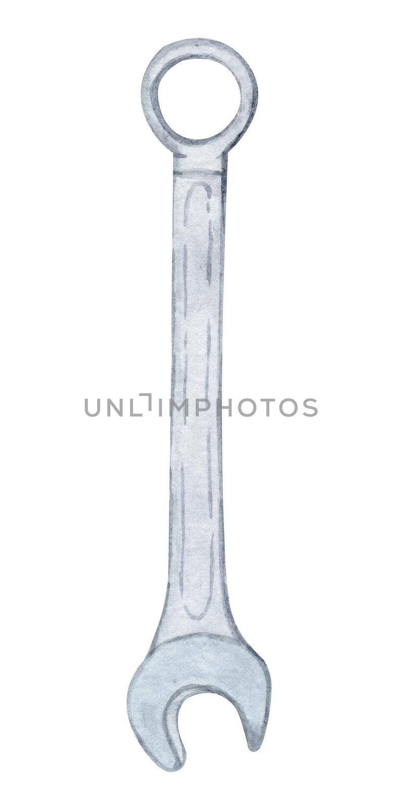 Watercolor spanner tool isolated on white by dreamloud
