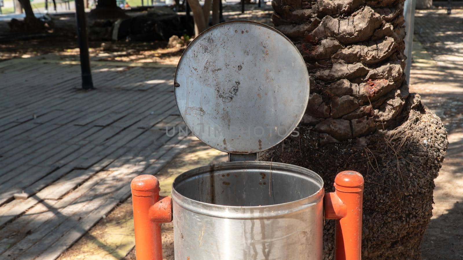 Outdoor garbage can, garbage can. High quality photo