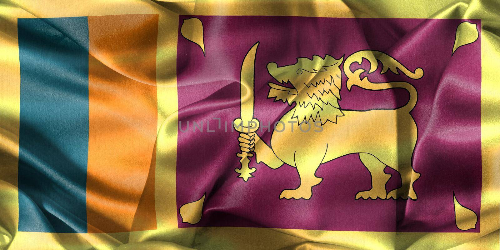 Sri Lanka flag - realistic waving fabric flag