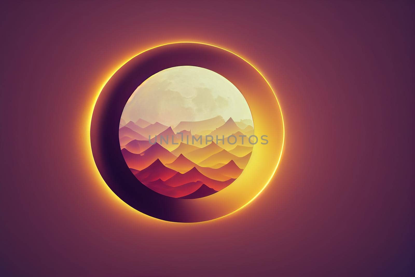 Abstract cylinder box with full moon background. Chinese Mid autumn festival background. 3d render.