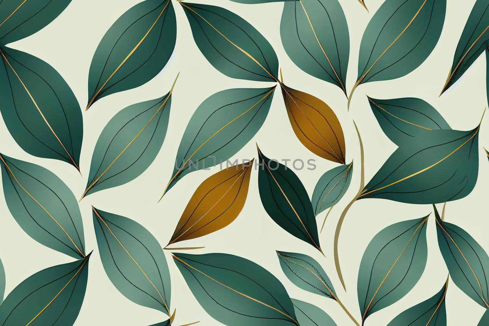 Seamless pattern with forest leafs. 2d illustration by 2ragon