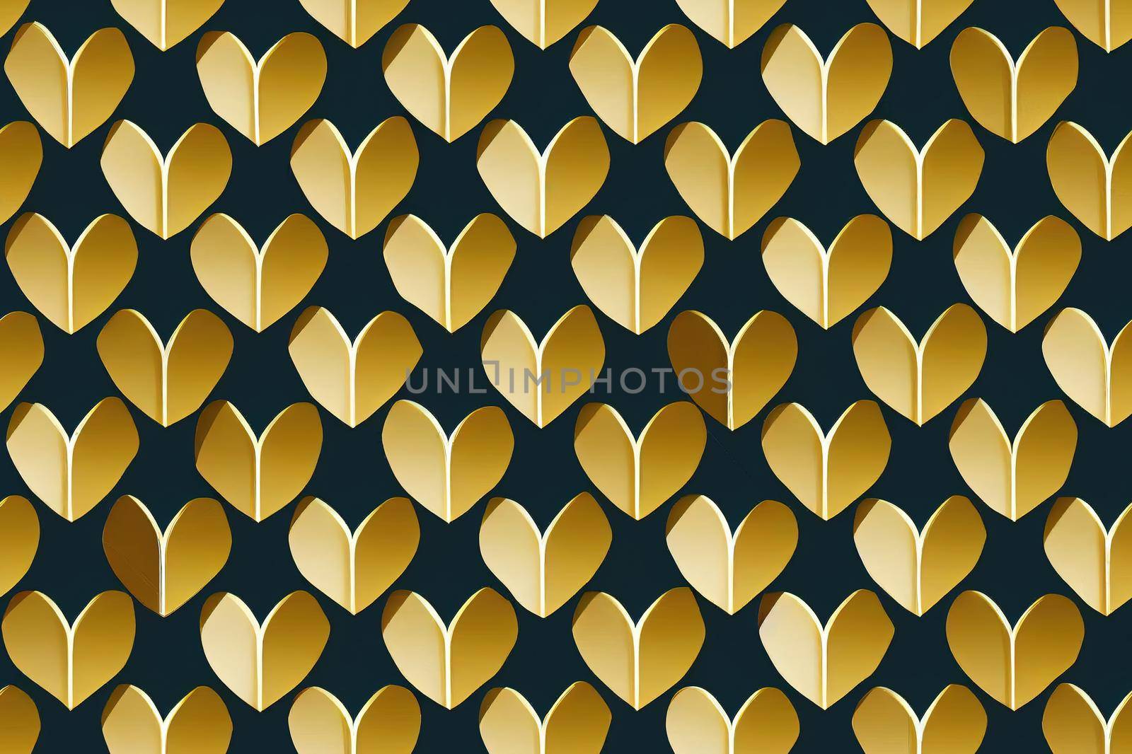 Continuous line hearts. Gold heart seamless pattern. Elegant outlined by 2ragon