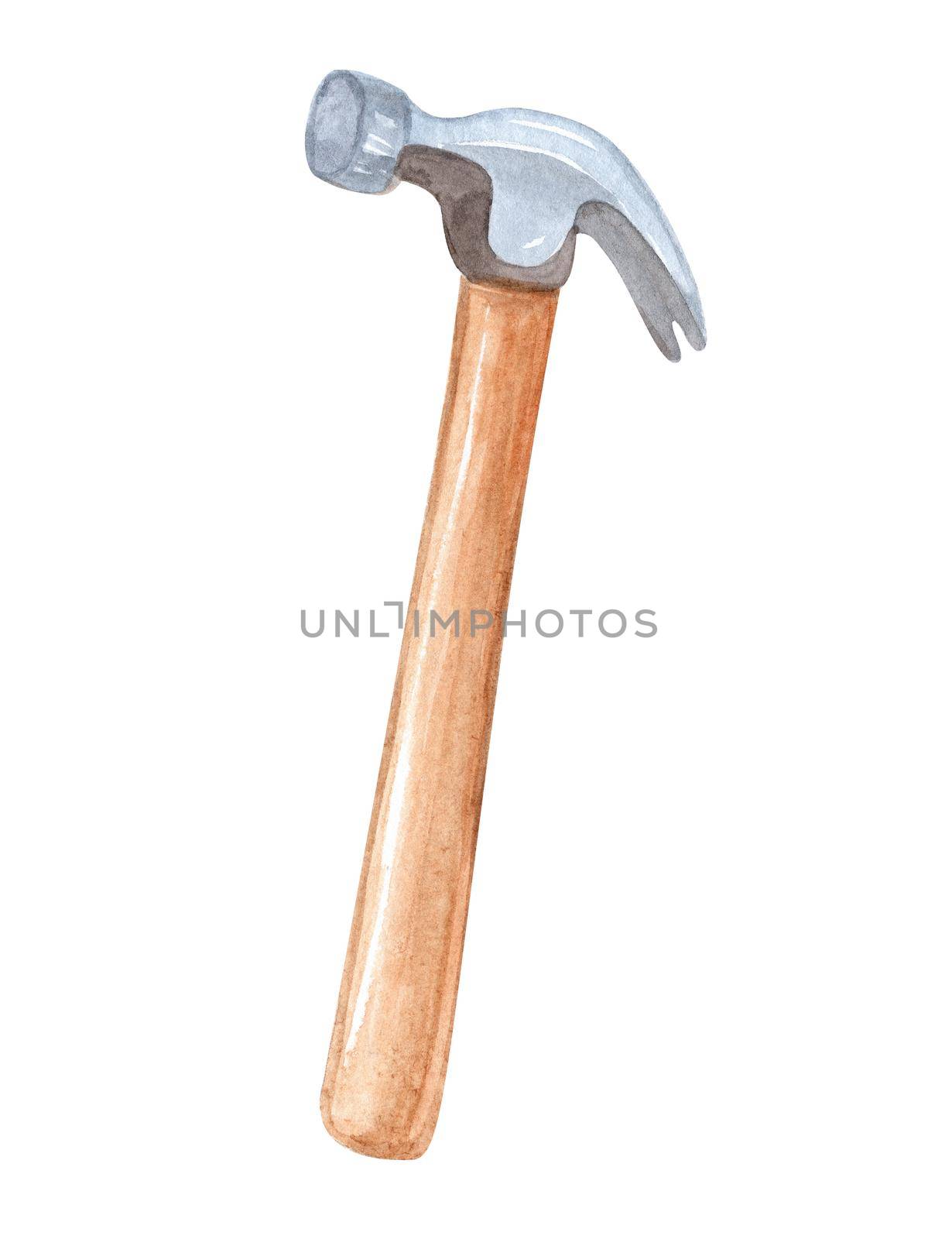 watercolor hammer tool isolated on white background