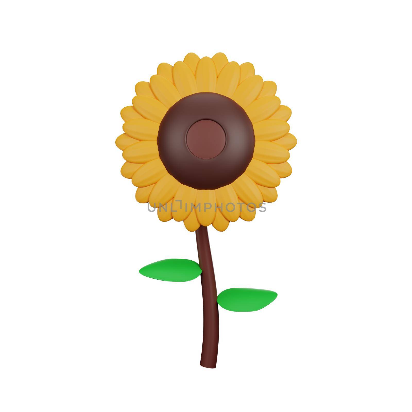 3d rendering sunflower thanksgiving icon