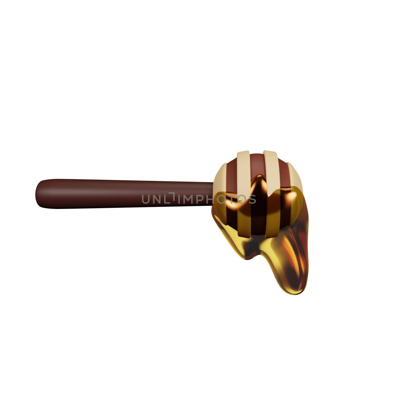 3d rendering wood honey dipper thanksgiving icon