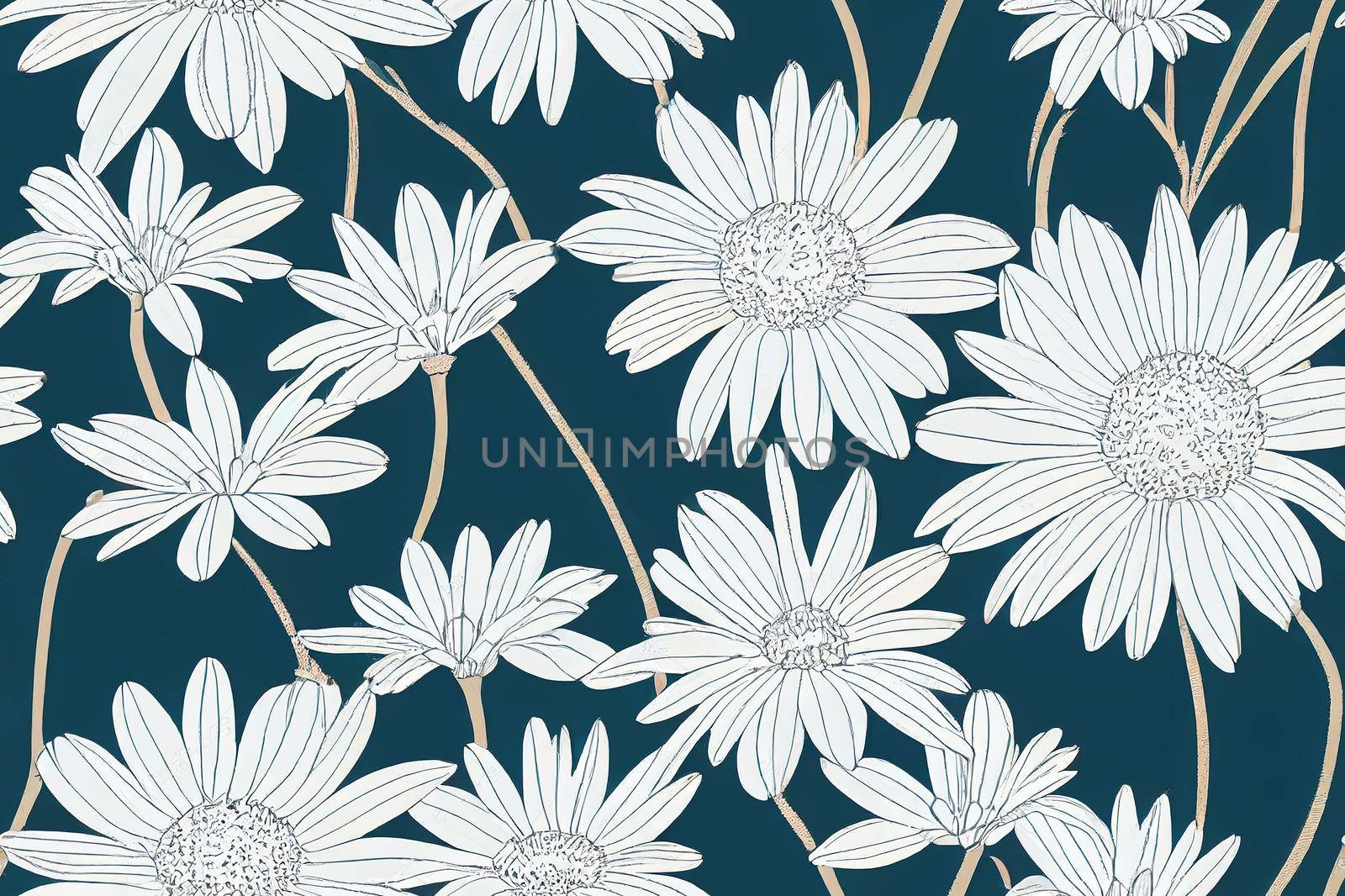 Set of simple floral seamless patterns. Daisy flowers collection by 2ragon