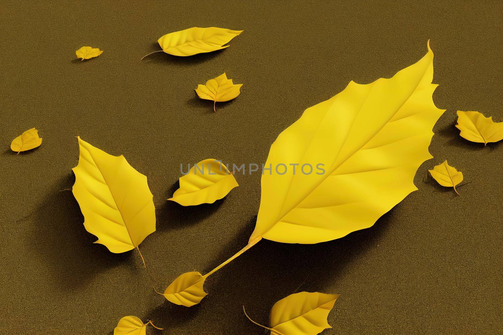 the concept of golden autumn, leaf fall. a vacuum cleaner that collects flying leaves. 3d render.