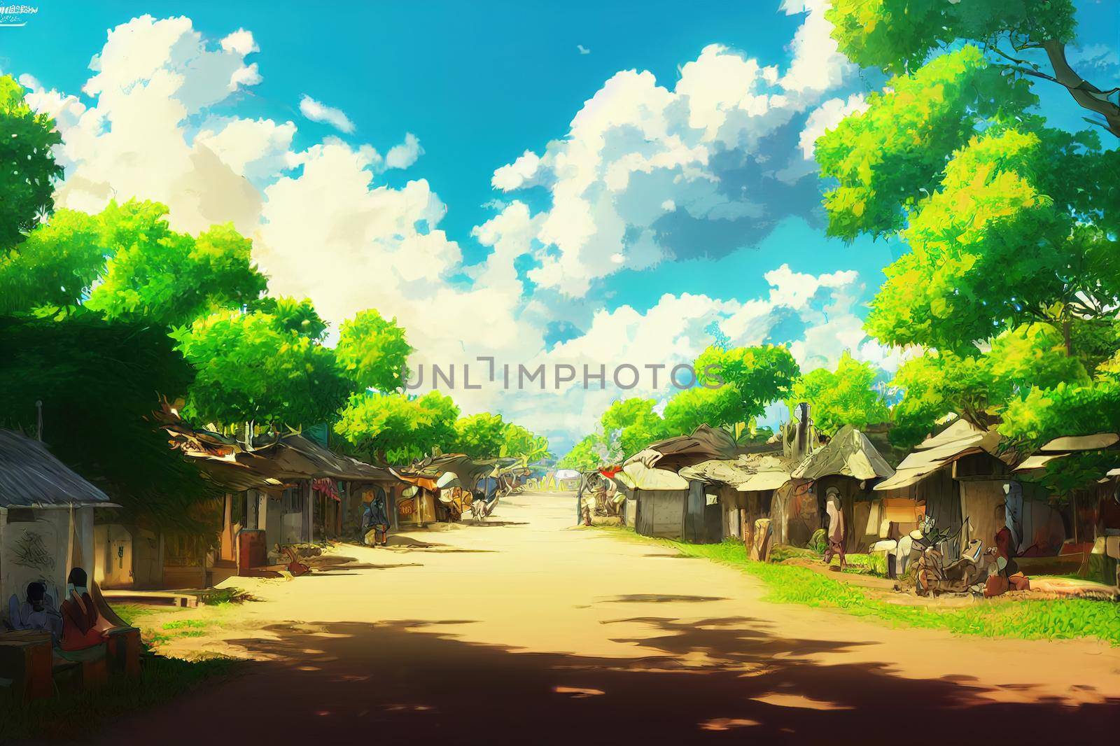 Togoanime style 2d background illustration cartoonish style, high quality illustration