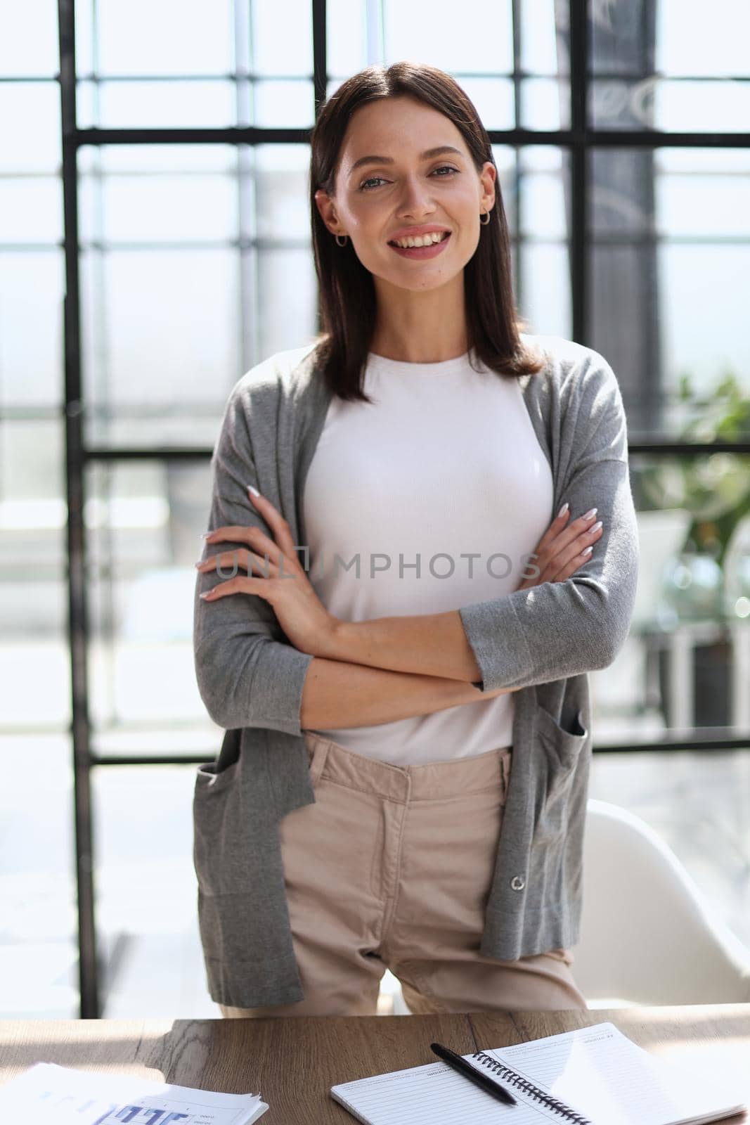 Portrait of a young business woman in an office by Prosto