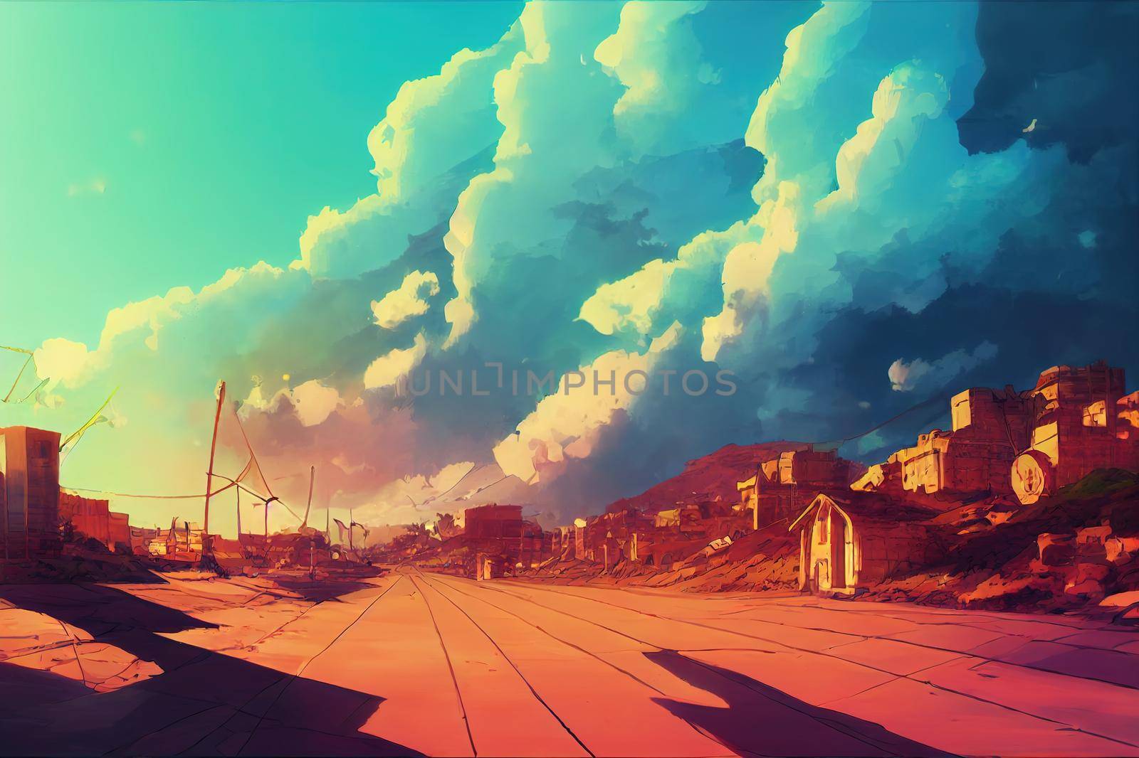 Lebanonanime style 2d background illustration cartoonish style by 2ragon