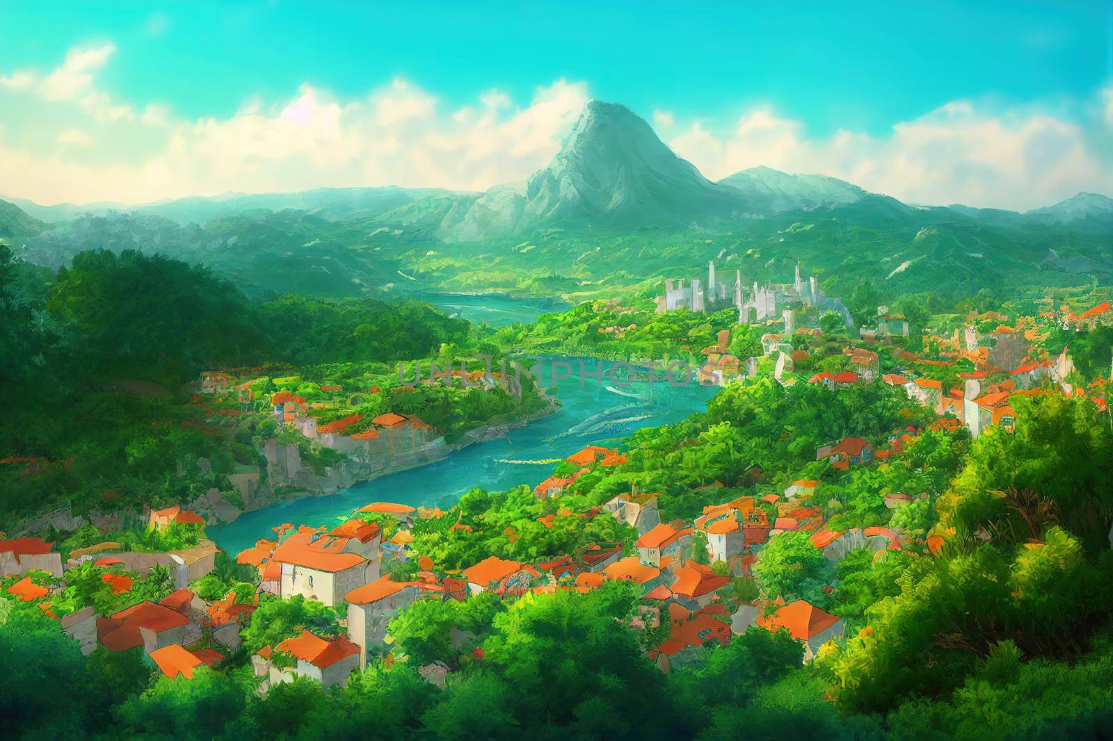 Montenegroanime style 2d background illustration cartoonish style, high quality illustration