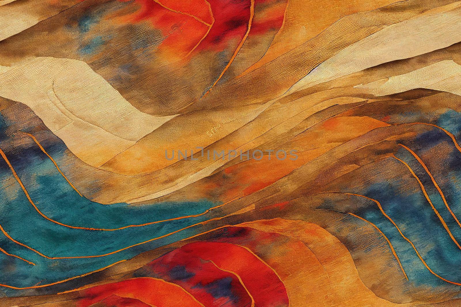 Artistic watercolor geo stripe, linen texture boho pattern seamless dyed digital print pattern design . Abstract Texture Hand Ethnic Batik for runner carpet, rug, scarf, curtain