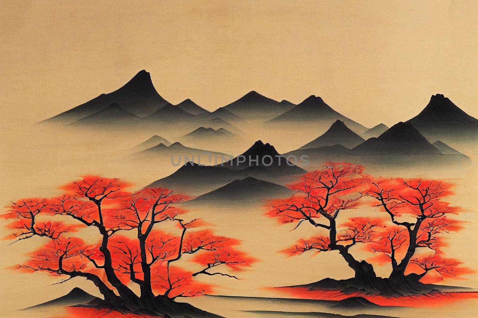 Autumn, fall, traditional chinese painitng. 4K background, chinese ink by 2ragon