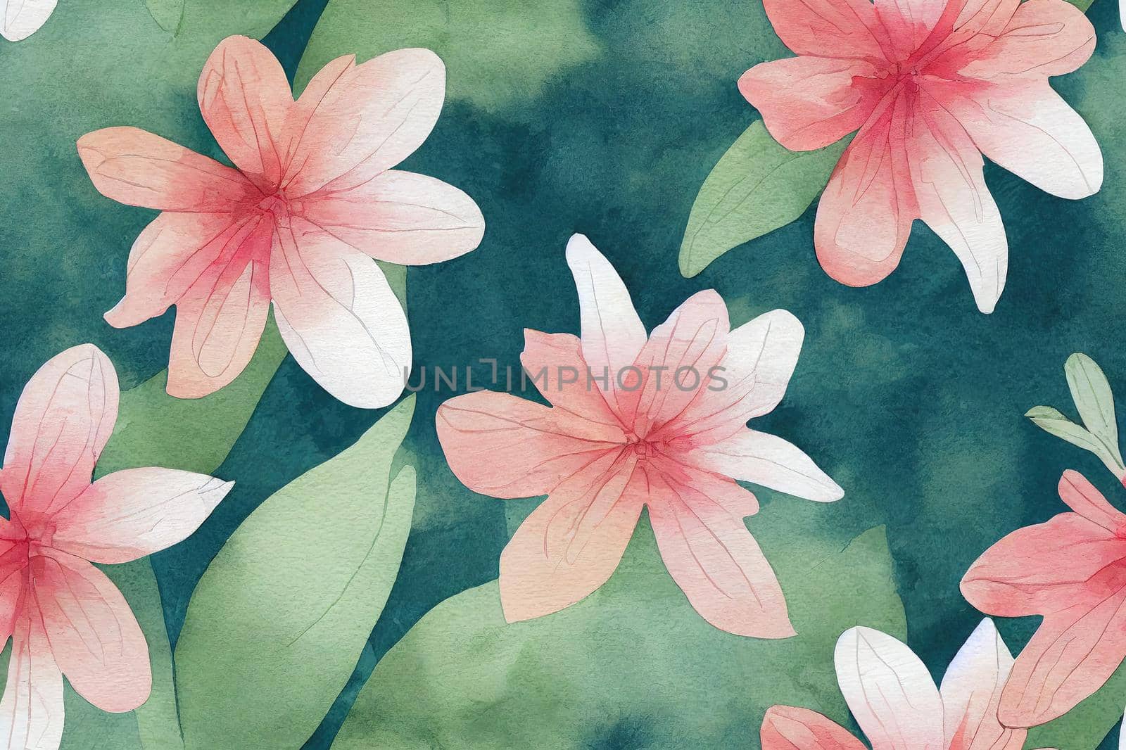 Beautiful seamless floral pattern with watercolor hand drawn gentle summer flowers. Stock illustration. Natural artwork.