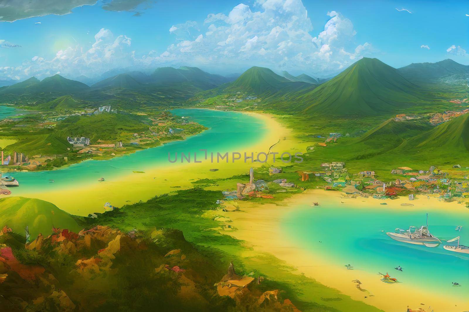 Antigua and Barbuda , anime style, day time, anime by 2ragon