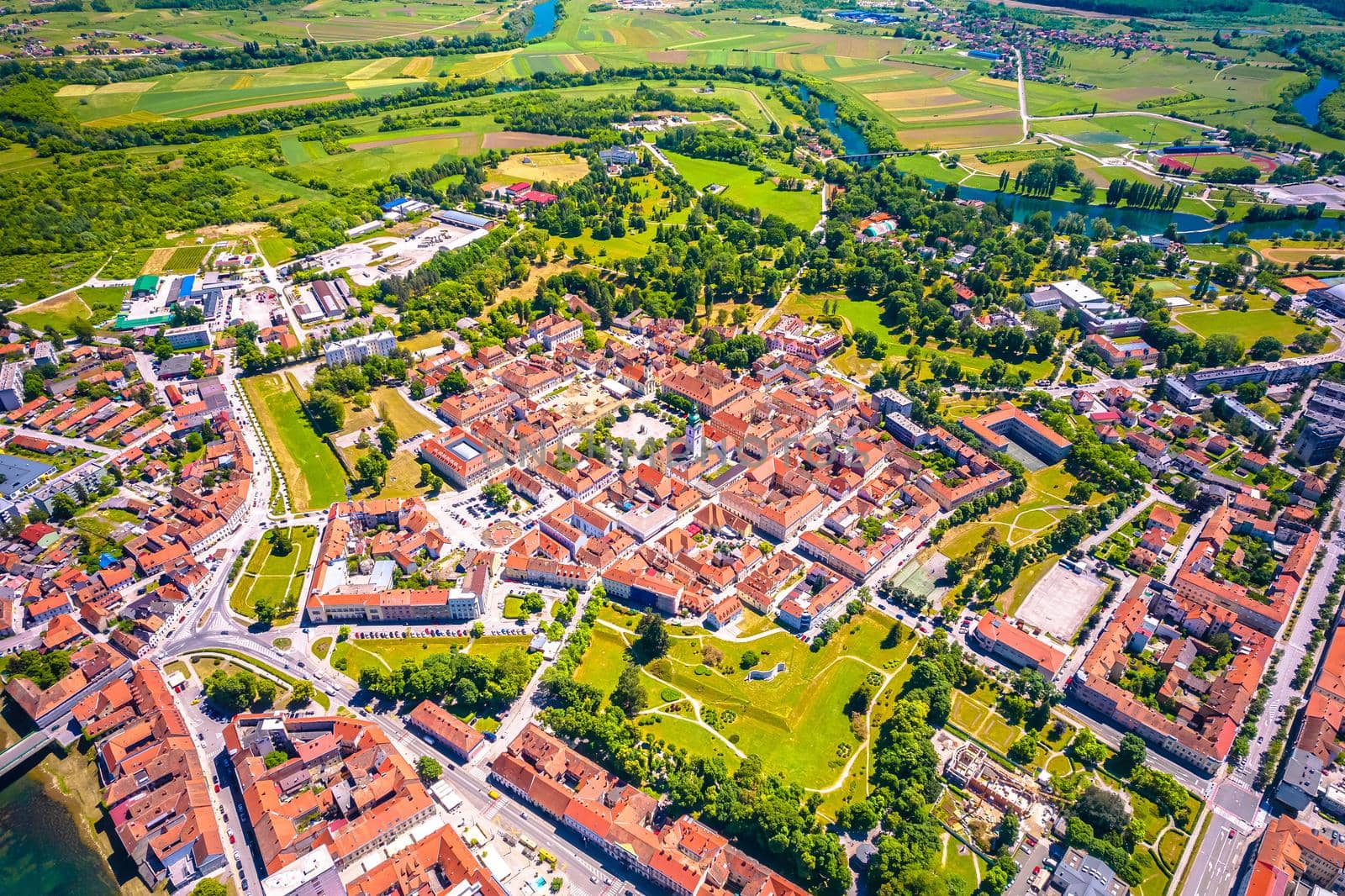 Six pointed star fortress town of Karlovac aerial view by xbrchx