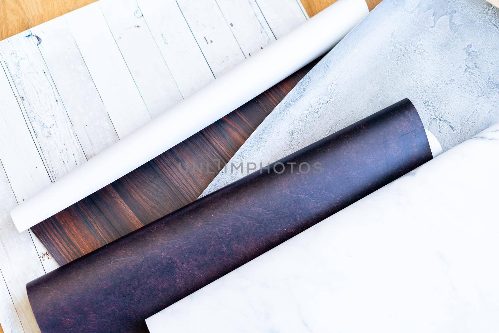 Flat lay. Variety of vinyl backgrounds for food photography.