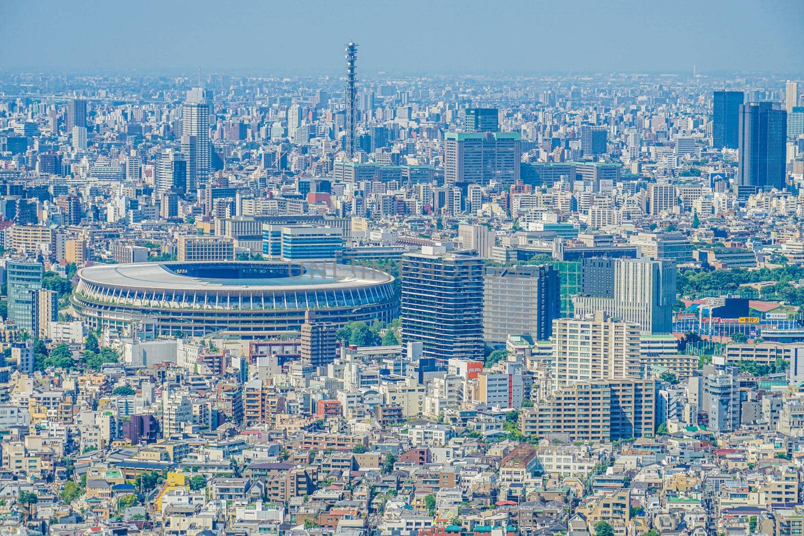 New National Stadium and Tokyo City Cities. Shooting Location: Tokyo metropolitan area