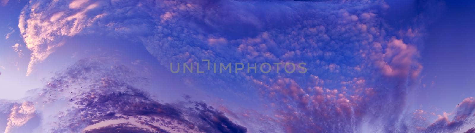 purple sky panorama with clouds for atmospheric background by Annado