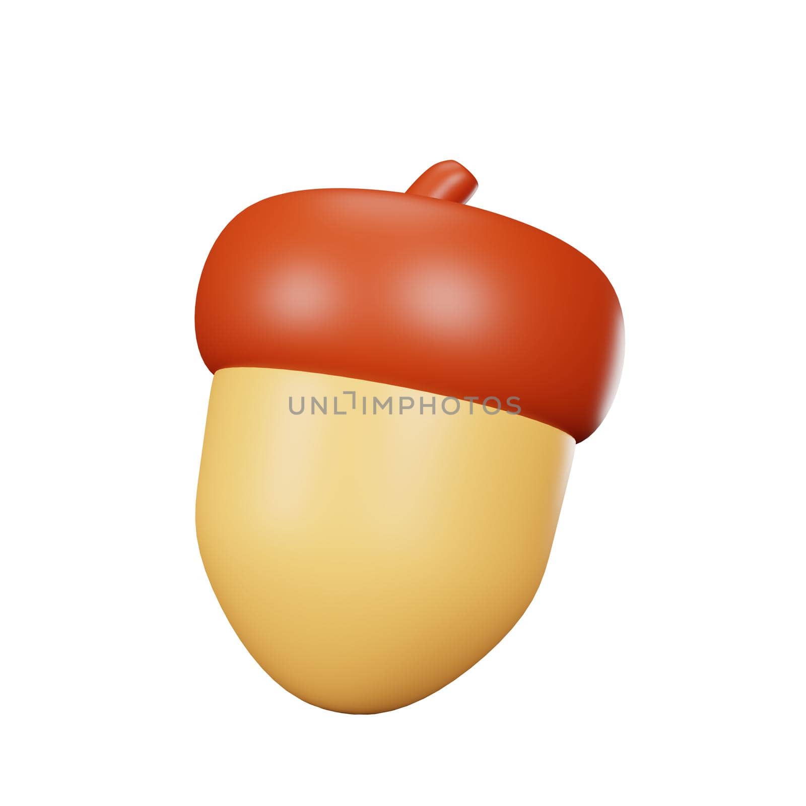 3d rendering acorn thanksgiving icon