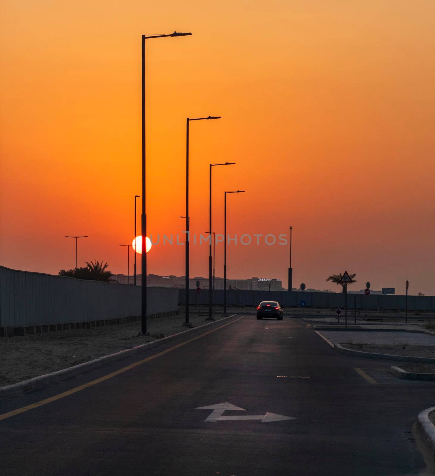 Dubai, UAE - 09.27.2022 - Dramatic sunset in the city