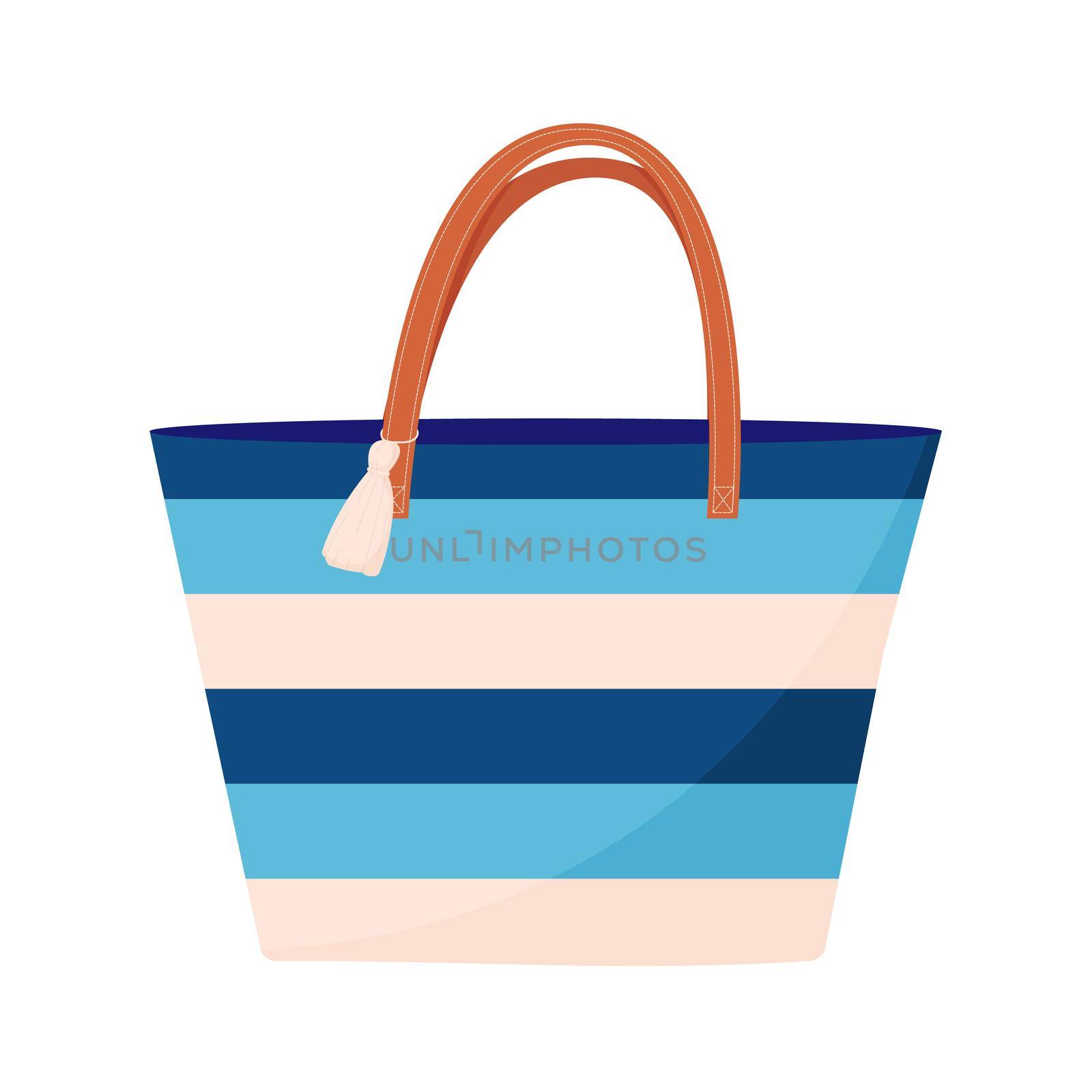 Summer women bag in flat style isolated on white background. Sign handbag. Minimal flat vector illustration. Striped style.