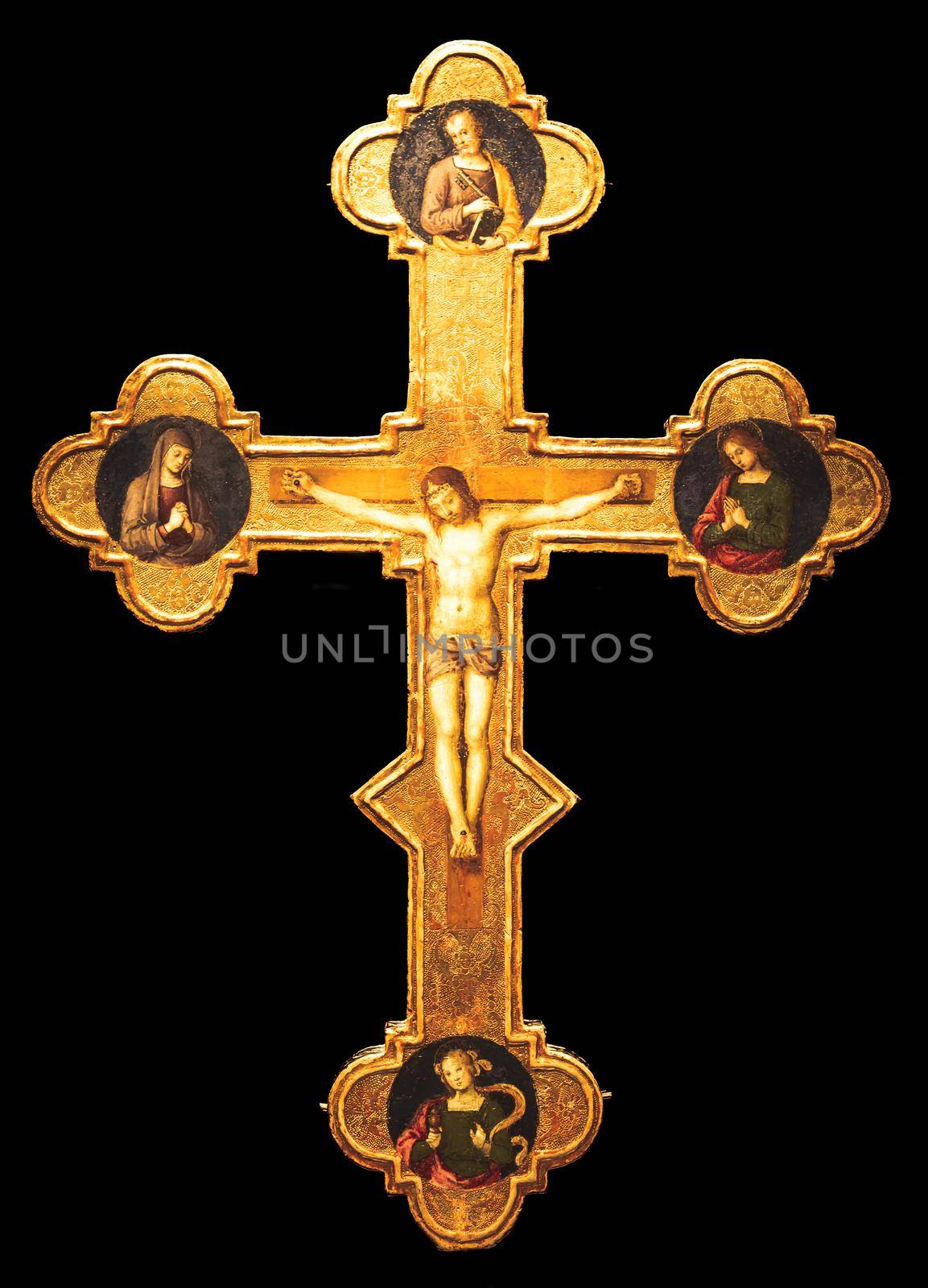 Antique crucifix made of gold - Roman Catholic Church, Jesus Christ. by Perseomedusa