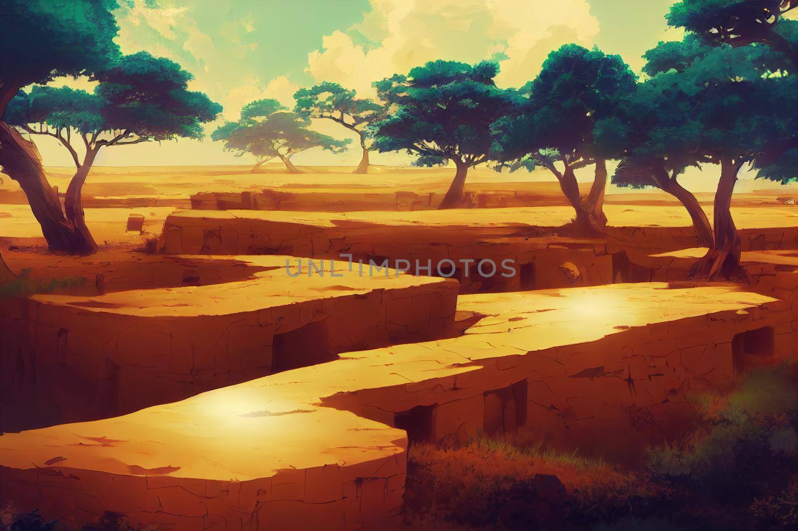 Guineaanime style 2d background illustration cartoonish style, high quality illustration