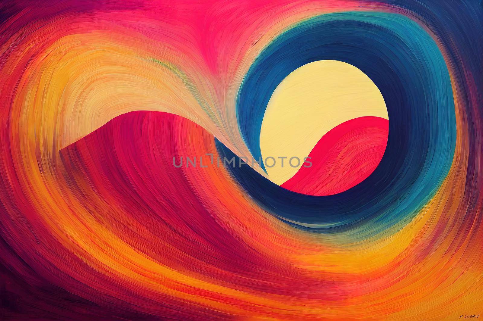 Abstract landscape. Versatile artistic image for creative design projects posters, banners, cards, websites, prints, wallpapers. Hand painted artwork. Acrylic on board. Expressive brush strokes.