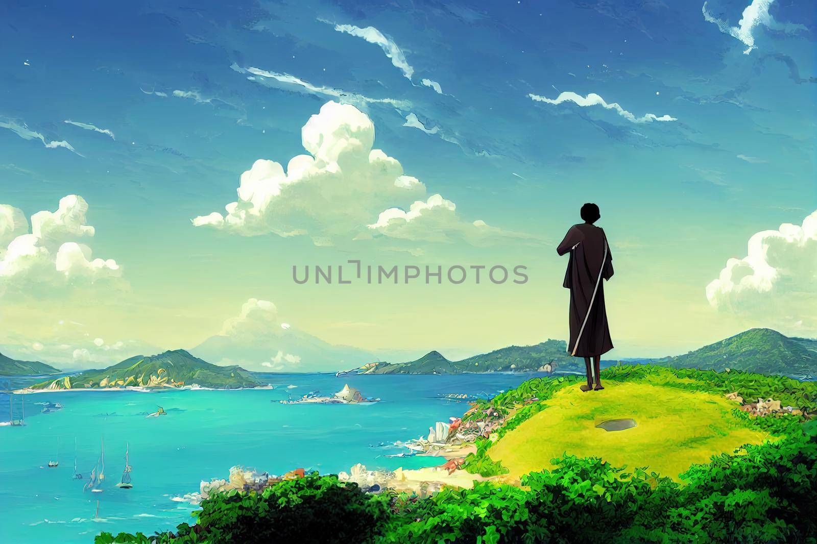 Saint Vincent and the Grenadines country, anime style, by 2ragon