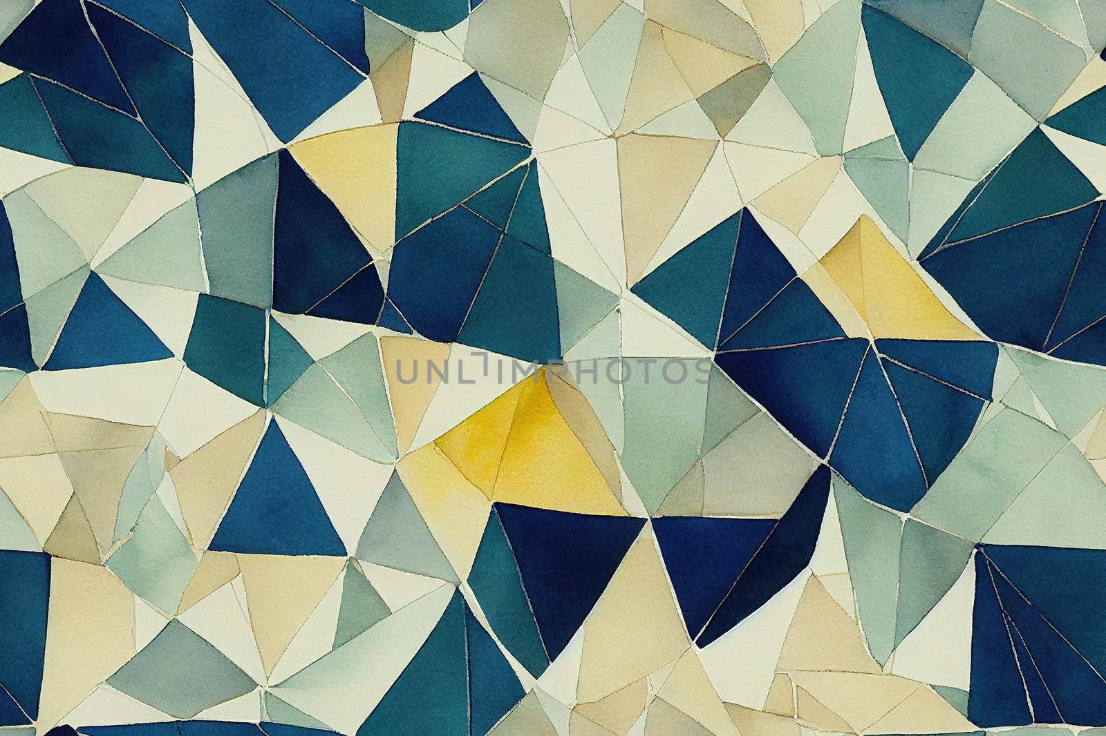 Hand painted watercolor geometric diamond shaped ogee allover seamless organic tile pattern