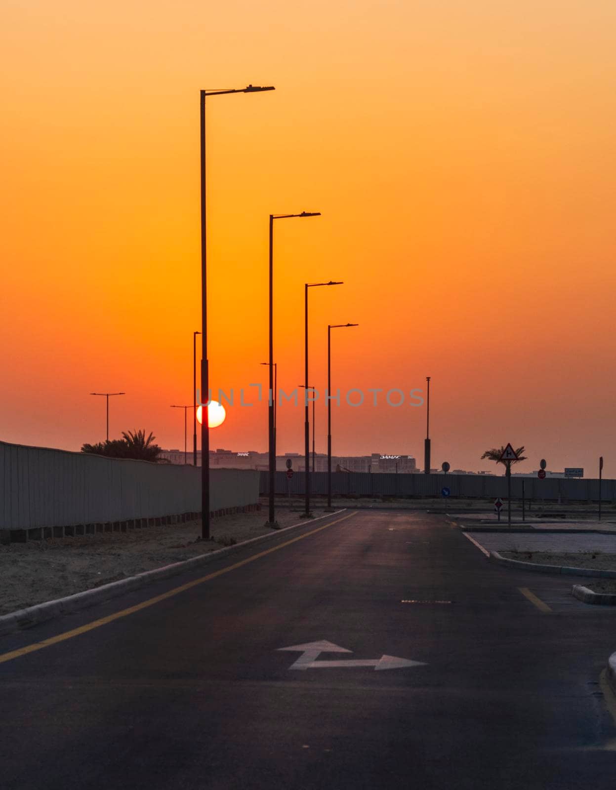 Dubai, UAE - 09.27.2022 - Dramatic sunset in the city