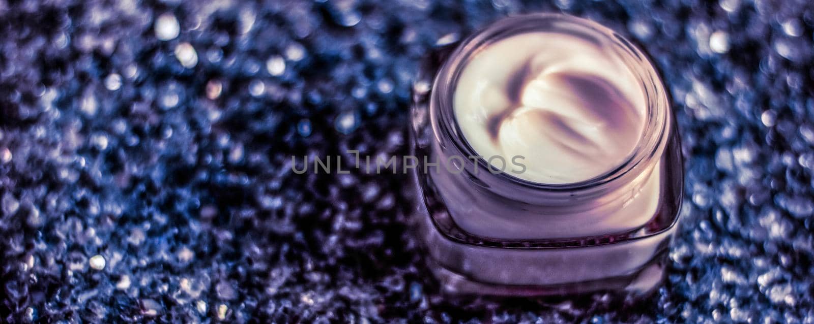 Cosmetic branding, sunscreen spf and facial care concept - Luxury face cream for healthy skin on shiny glitter sunlight background, moisturizing cosmetics and natural skincare beauty brand product