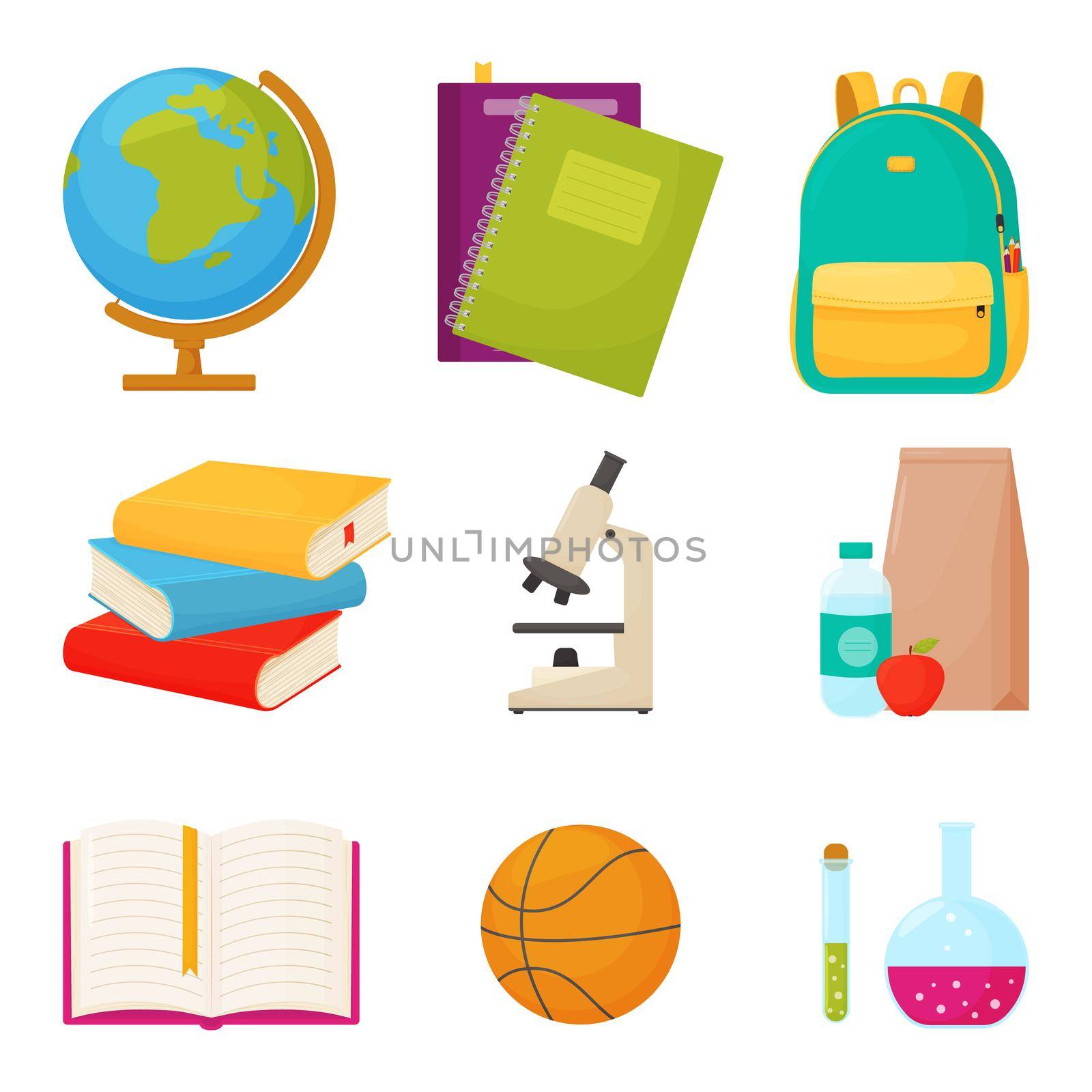 School set. Set of various school subjects on a white background by Lena_Khmelniuk