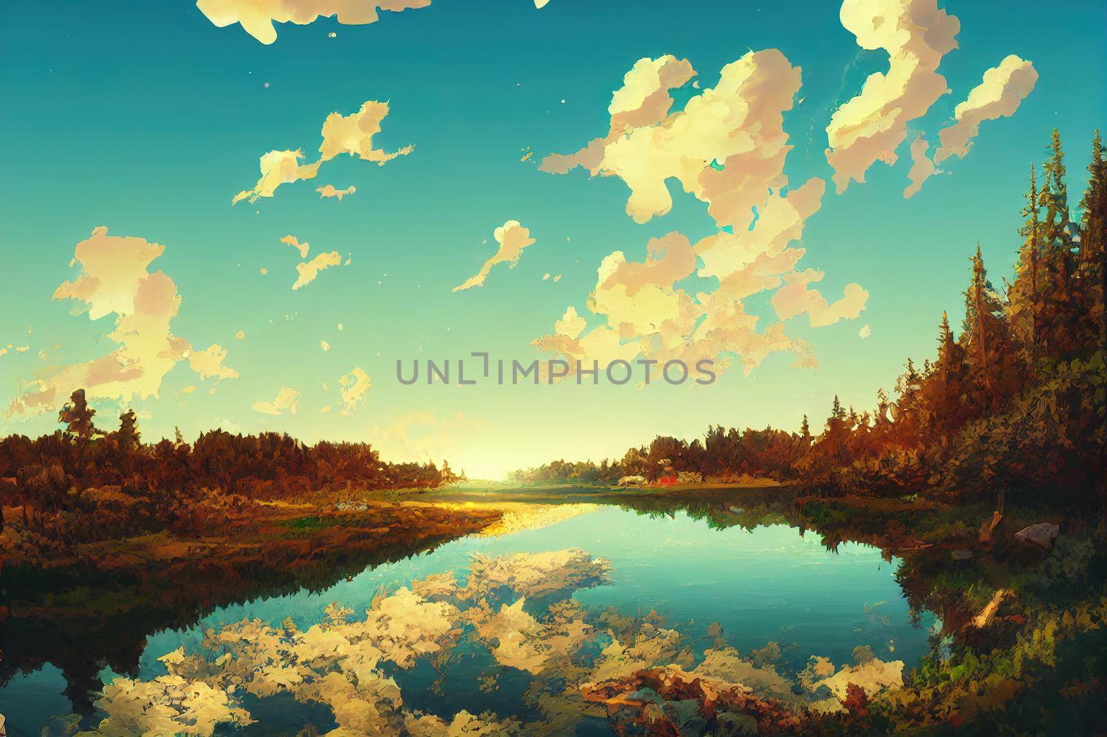 Swedenanime style 2d background illustration cartoonish style, high quality illustration