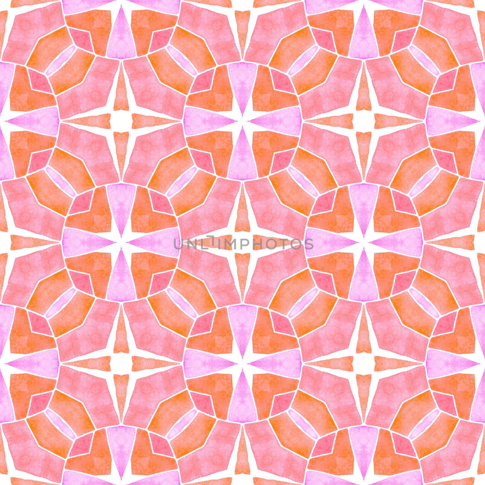 Mosaic seamless pattern. Orange dazzling boho by beginagain