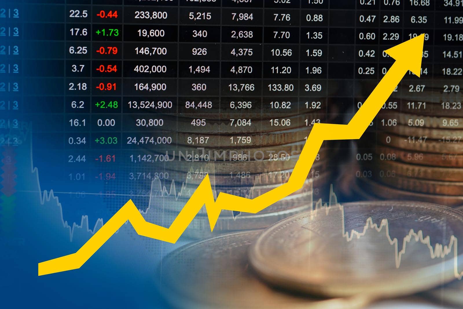 Stock market finance business, economy trend graph digital technology.