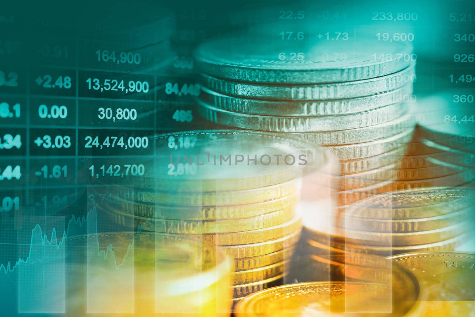 Stock market finance business, economy trend graph digital technology.