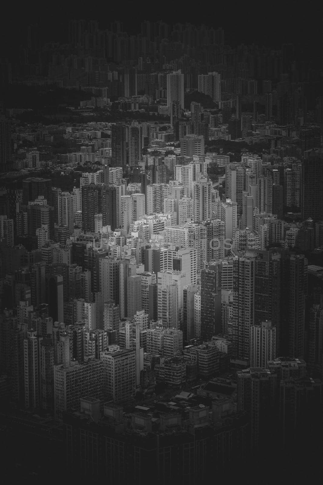 Hong Kong cityscape seen from SKY100 observation deck. Shooting Location: Hong Kong Special Administrative Region