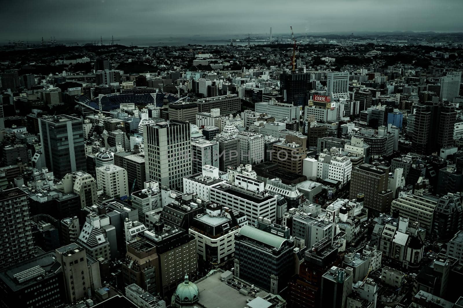 Views from Tower Yokohama Kitakagaku (Monochrome). Shooting Location: Yokohama-city kanagawa prefecture
