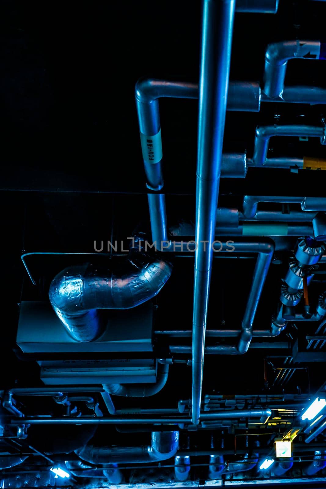 Factory Ceiling Piping Image. Shooting Location: Sendai, Miyagi Prefecture