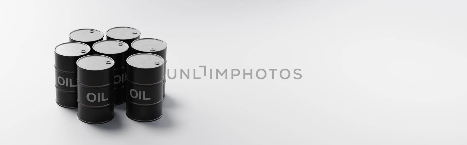 Oil Barrels on Light Gray Background with Copy Space by make