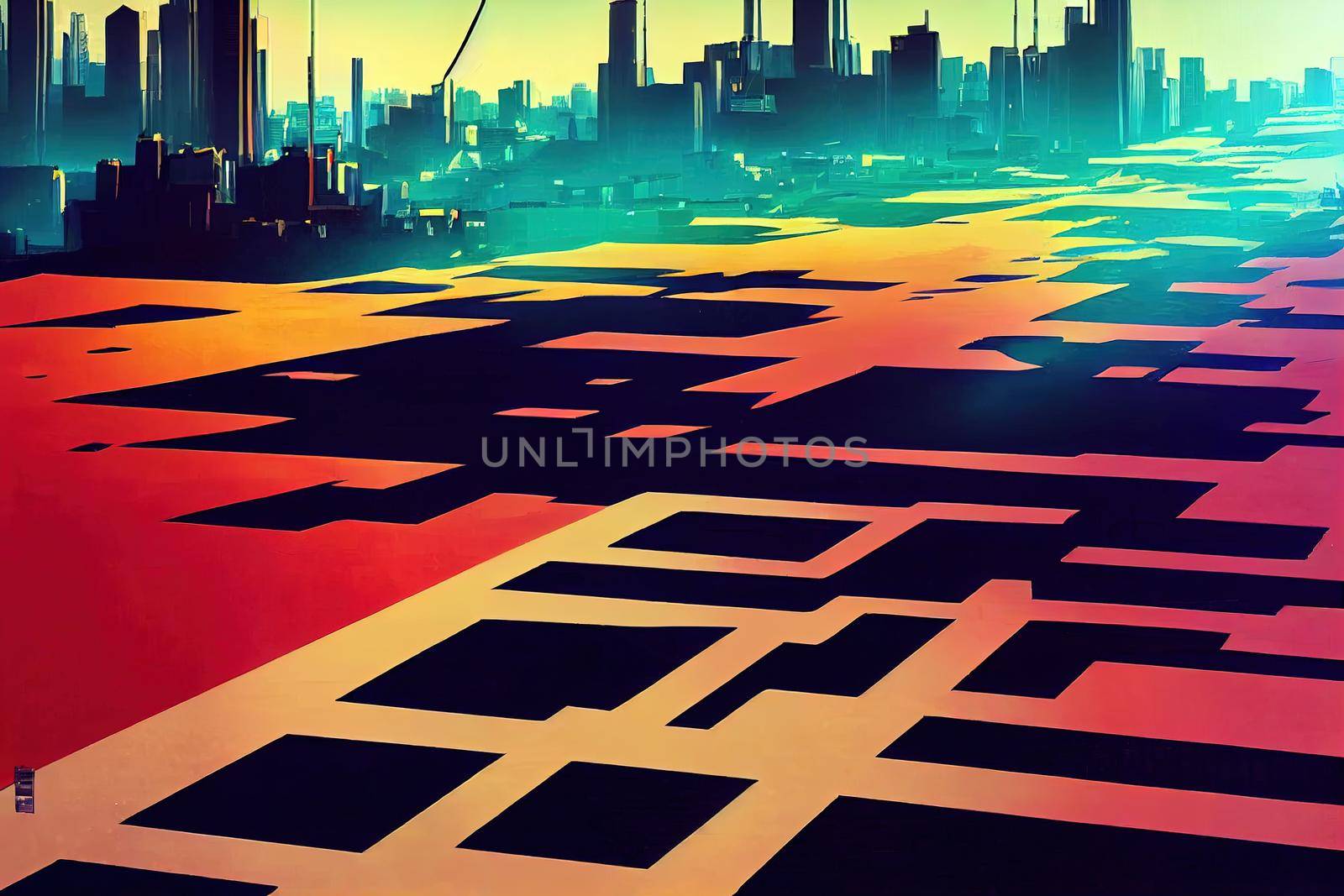 anime style, ERBIL IRAQ Apr 09 2022 Modern Empire City in Erbil Iraq which is the Capital city of Kurdistan region , Anime style no watermark