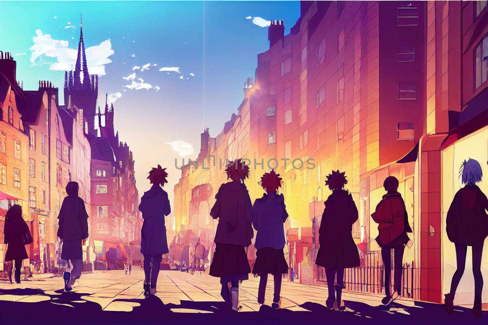 anime Tourists walking around the capital city This is by 2ragon