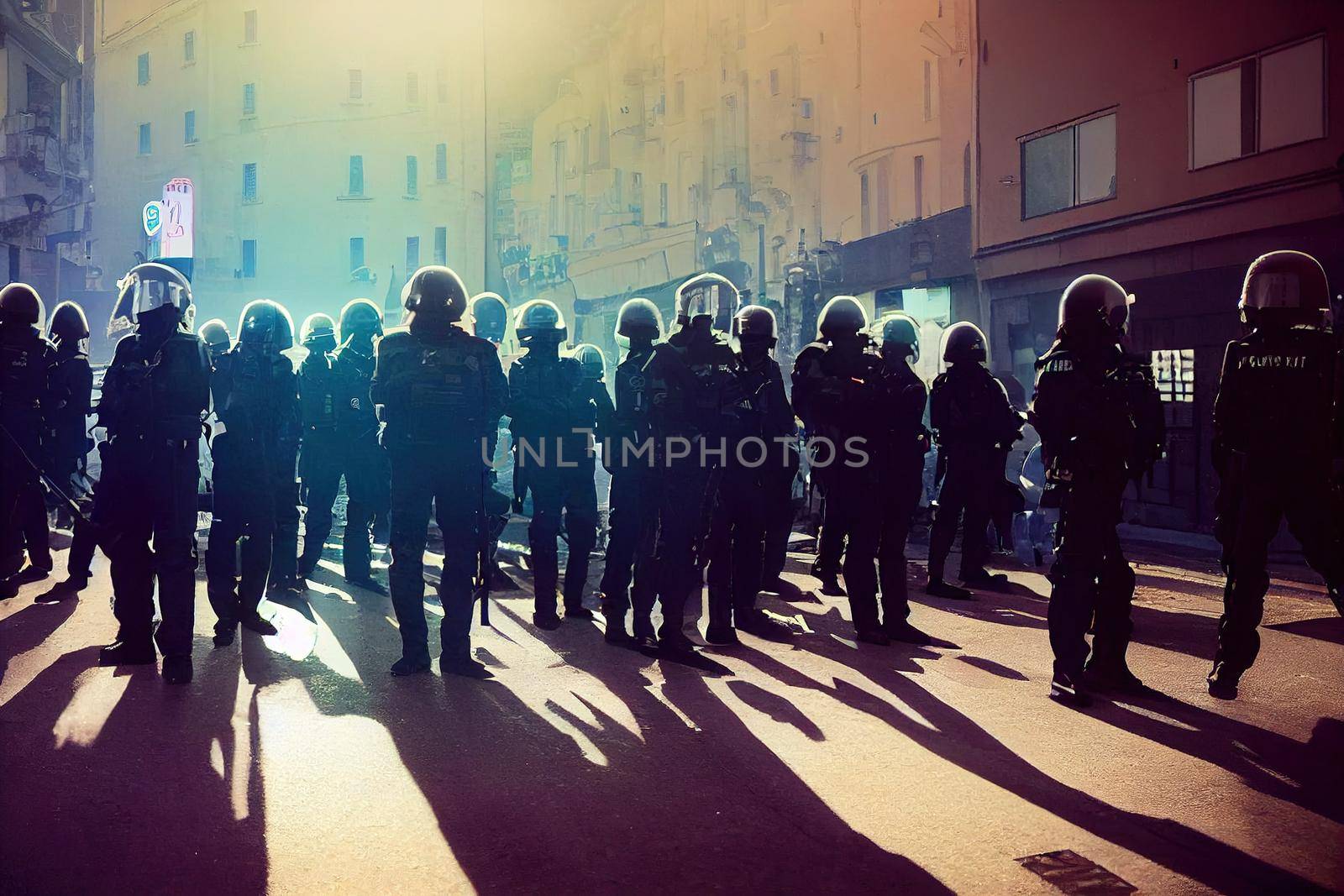 anime Ljubla Slovenia 2 Slovene Anti Riot Police on streets of Capital City During the Fourth Big Wednesday Protest Against Use of Green Pass , Anime style no watermark