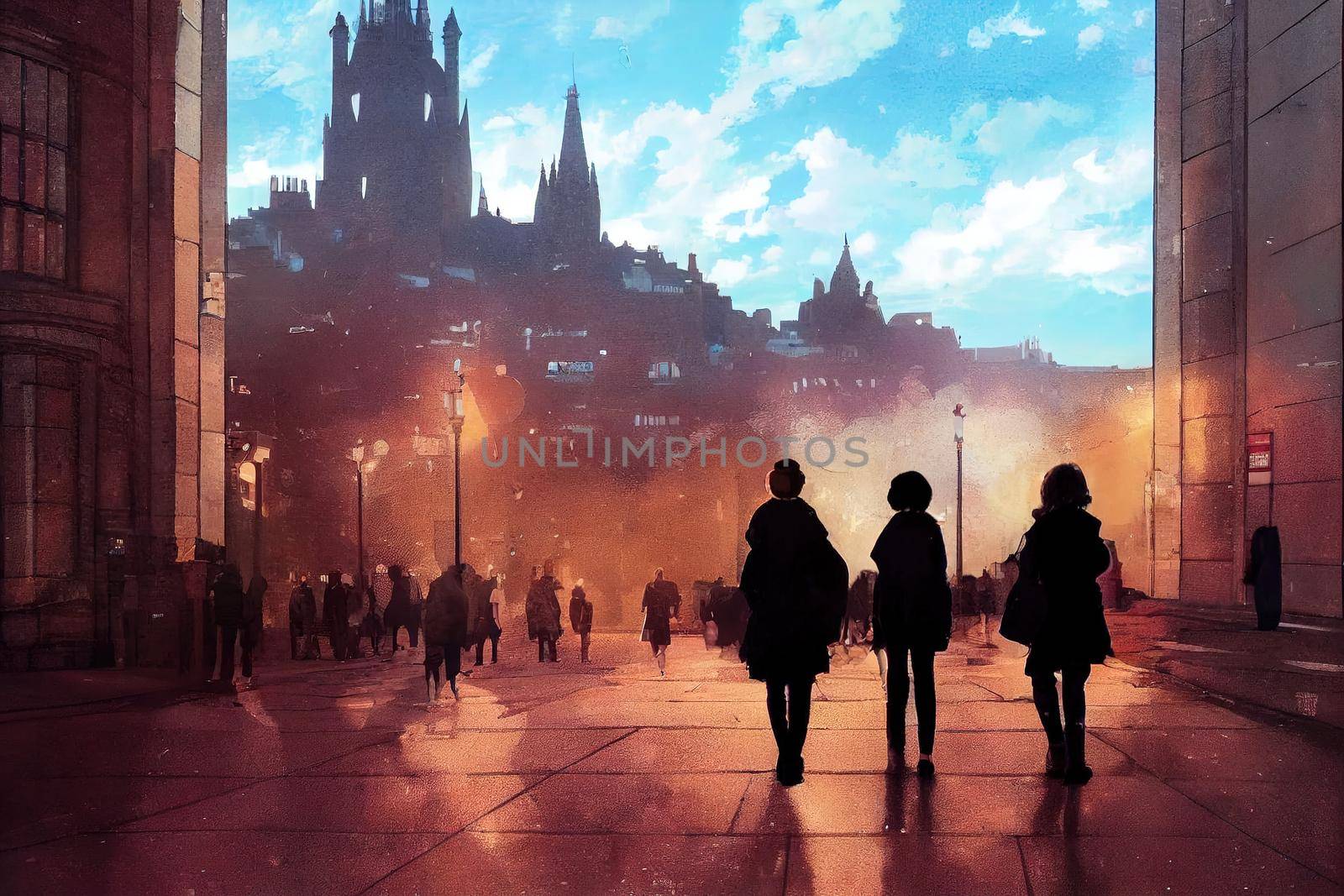 anime Tourists walking around the capital city This is by 2ragon