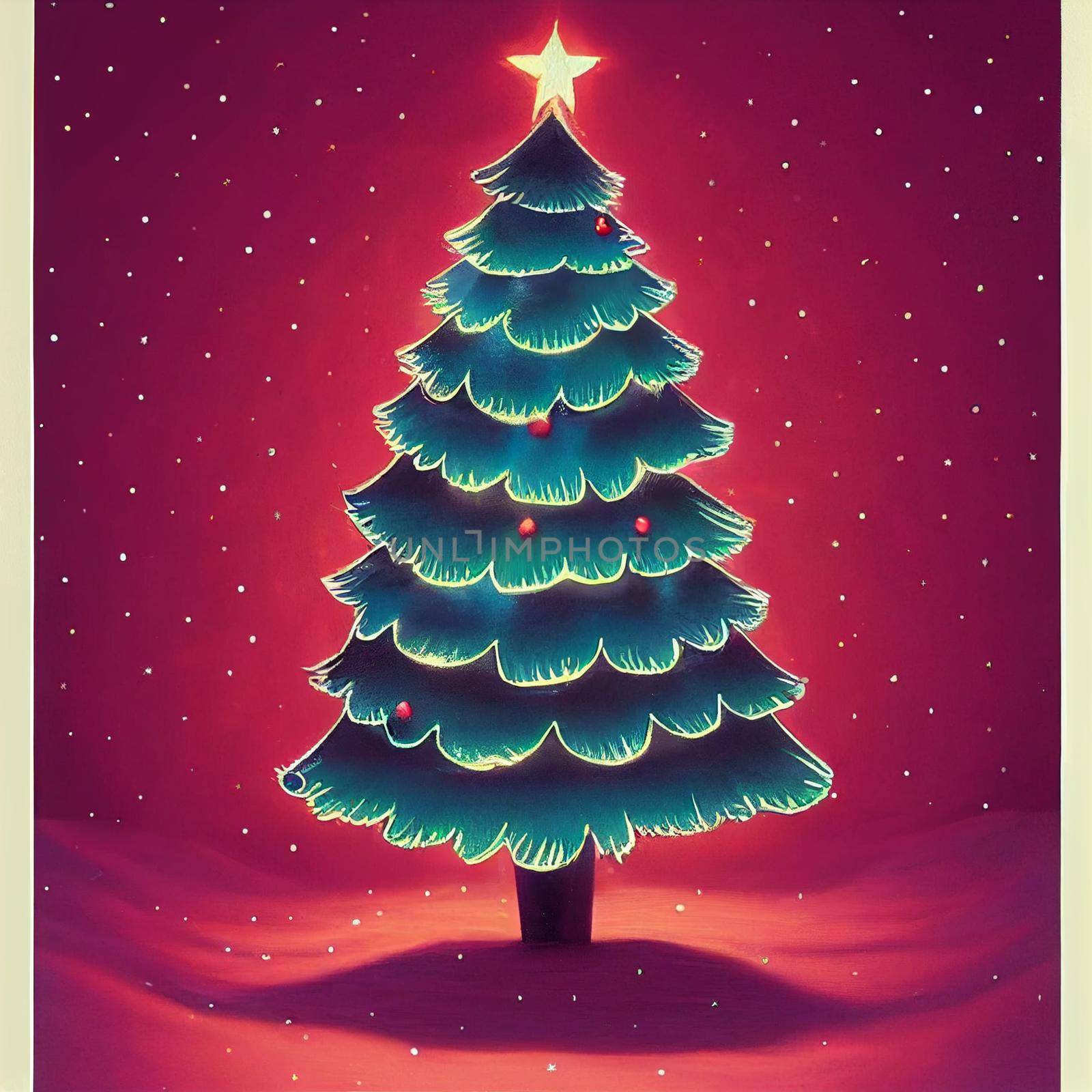 beautiful hand-drawn abstract image of a Christmas tree. High quality illustration