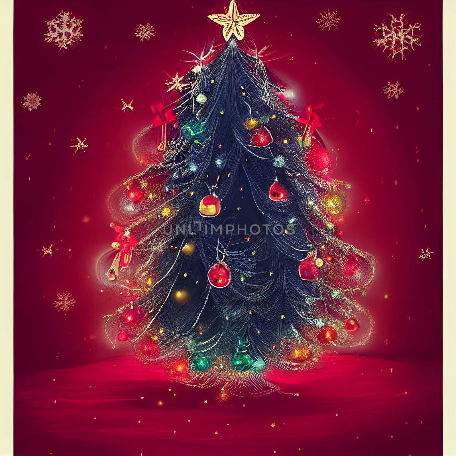 beautiful hand-drawn abstract image of a Christmas tree by NeuroSky