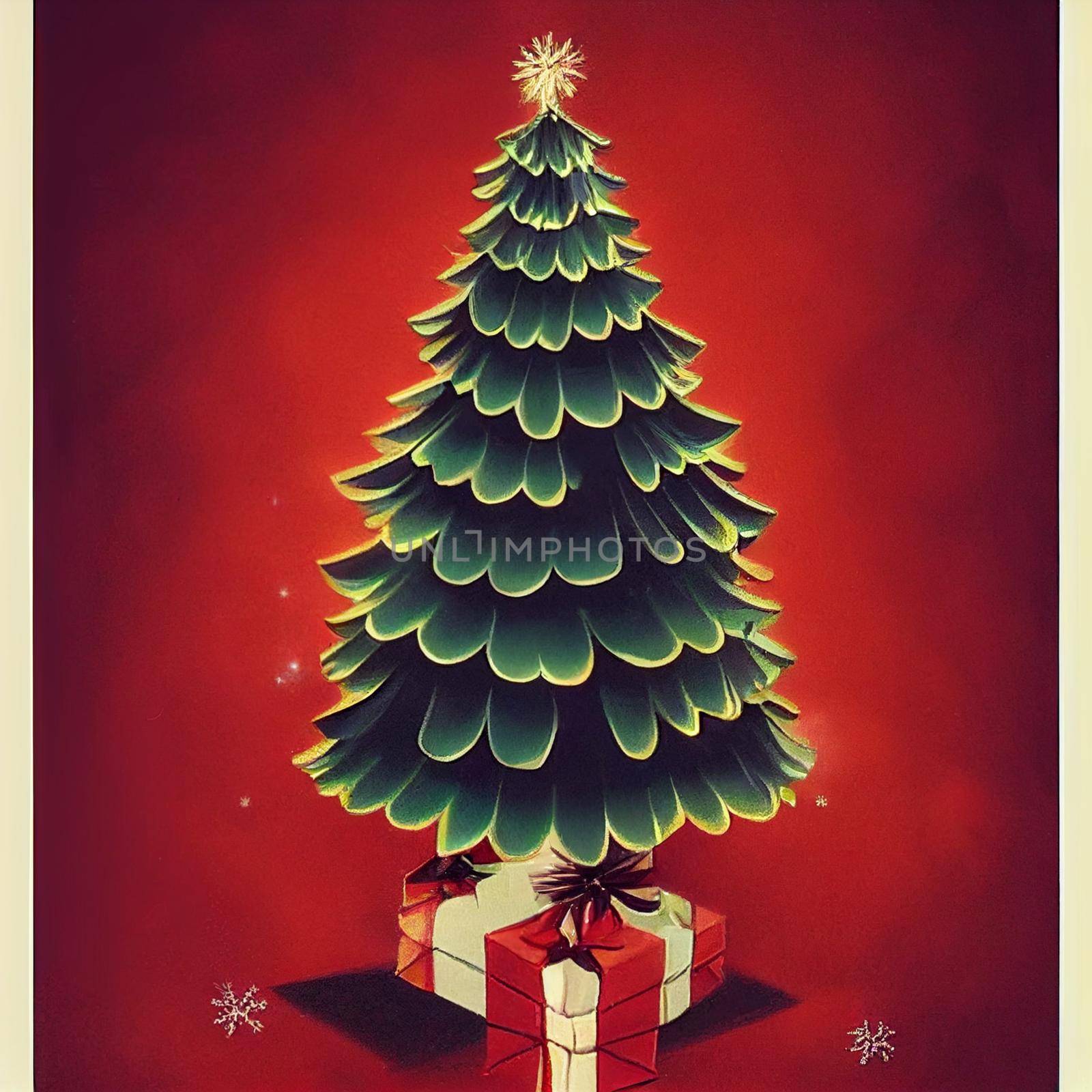 beautiful hand-drawn abstract image of a Christmas tree. High quality illustration